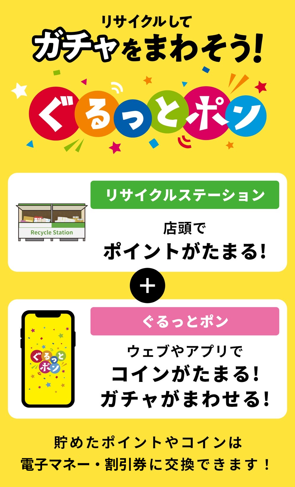 貯めたポイント・コインは、電子マネーや割引券に交換できる！